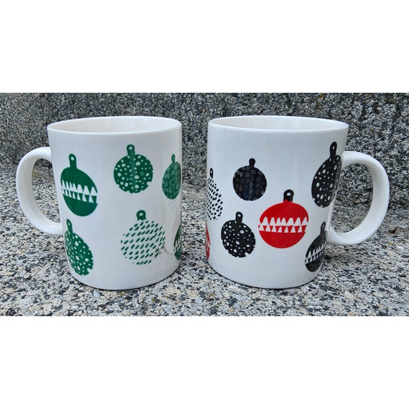 Set of 2 Starbucks Christmas Ornament Mugs From 2016 12fl oz - Picture 1 of 3